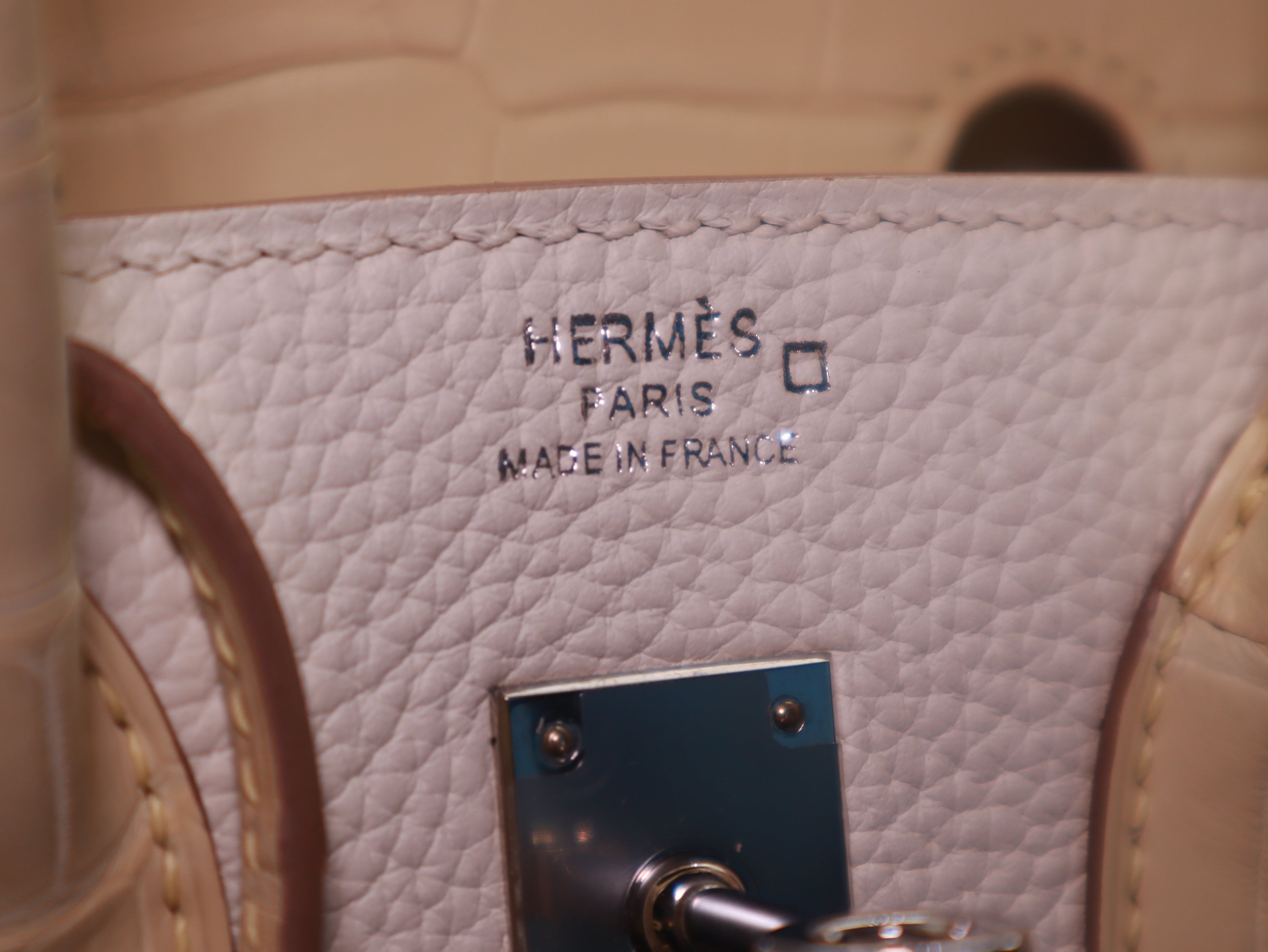 Hermès Birkin 25 Touch Vanille & Mushroom Alligator Togo Palladium Hardware